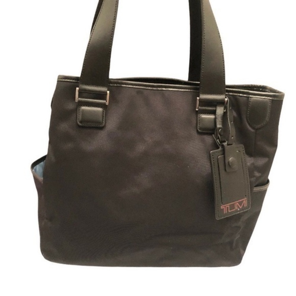 Tumi nylon leather tote bag w/pouch + luggage tag